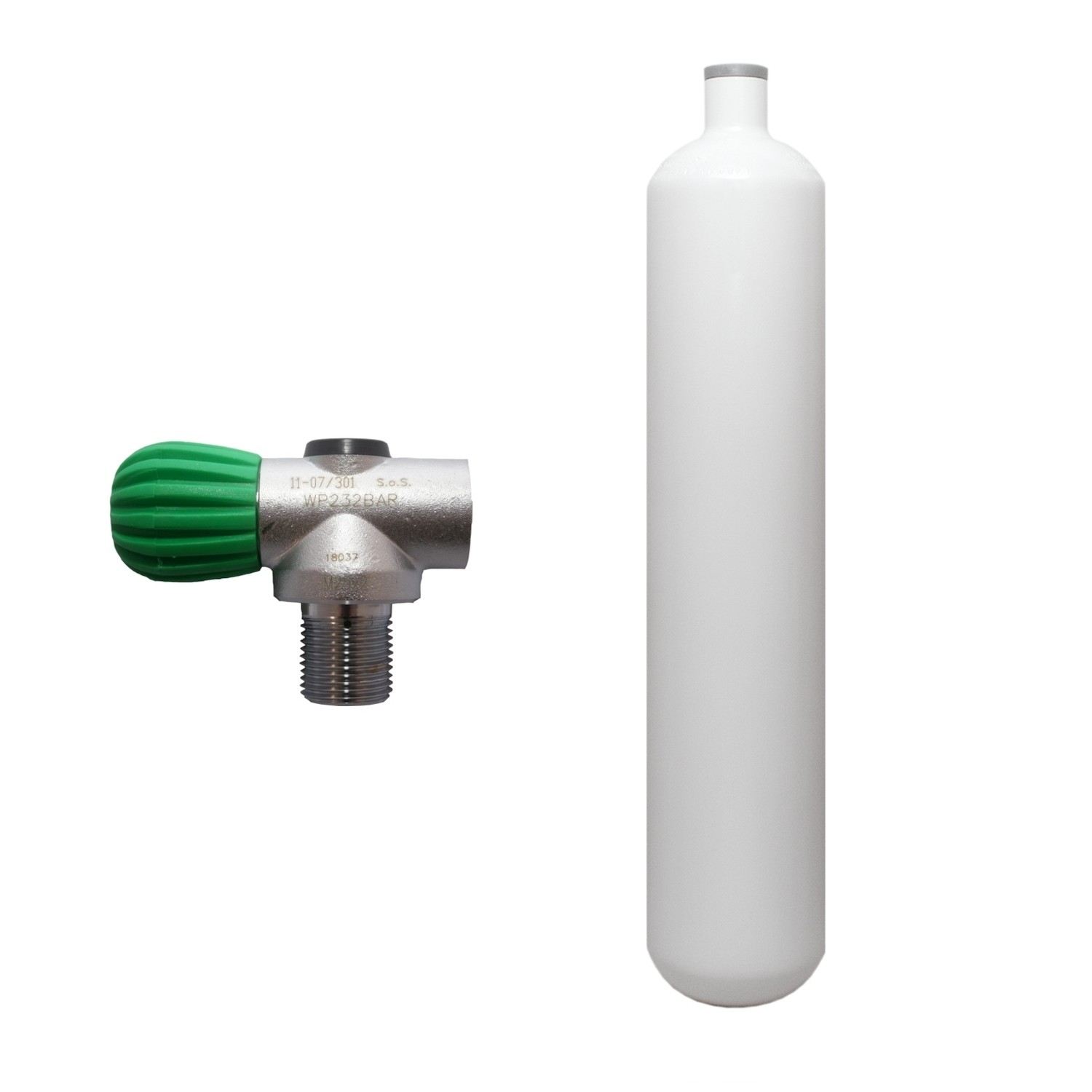 SF-1: 3 l konvex 232 bar Stahlflasche weiß ECS mit Nitrox Rebreatherventil