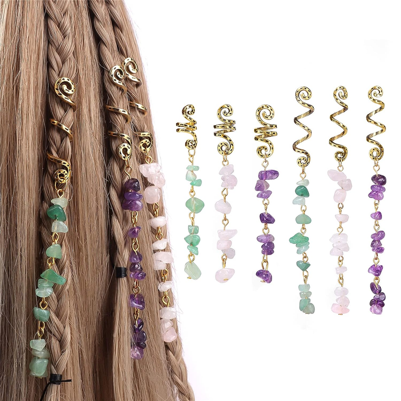 Ed Natural Stone Tassels Hair Jewelry For Braids,crystal Loc Dreadl