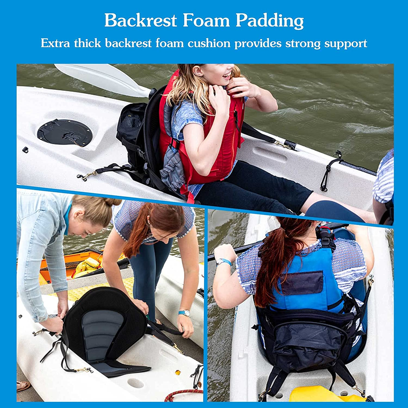 Kayak Seat Deluxe Padded Fishing Boat Seat Deluxe Sit-On-Top Canoe Seat Cushione