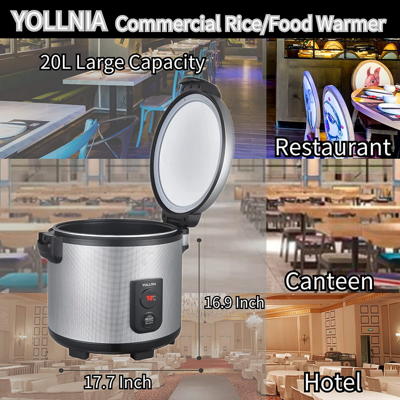 Commercial Rice Warmer, Portable 18.1QT/100 CUP Food & Rice Warmer (Not a Cooker