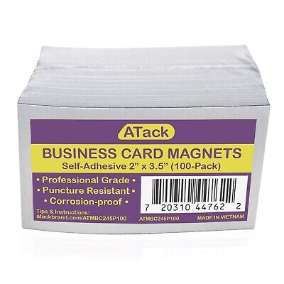 ATack Self-adhesive Business Card Magnets with Adhesive Backing, Pack of 100,...