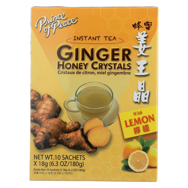 Instant Natural Lemon Ginger Honey Crystals, 10 Sachets &ndash; Instant Hot or Cold Be