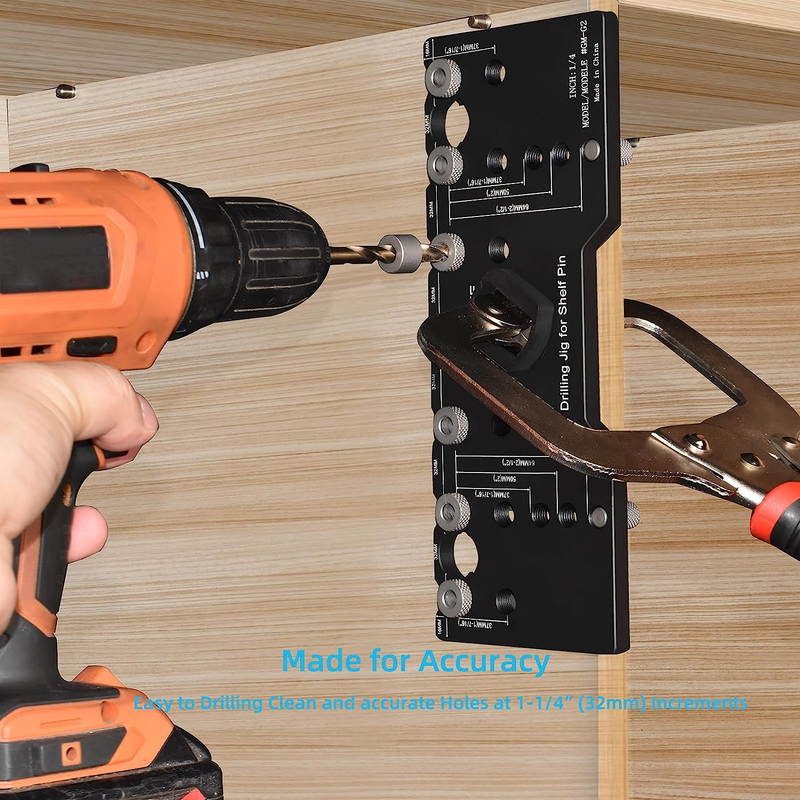 Shelf Pin Jig 1/4 Inch Aluminum Alloy Shelf Pin Drilling Jig Drill Guide for Str