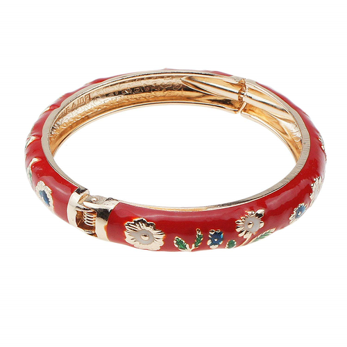 UJOY Sunflower Cloisonne Bracelet Bangle Folk Gold Women Beauty Gift Jewelry Box