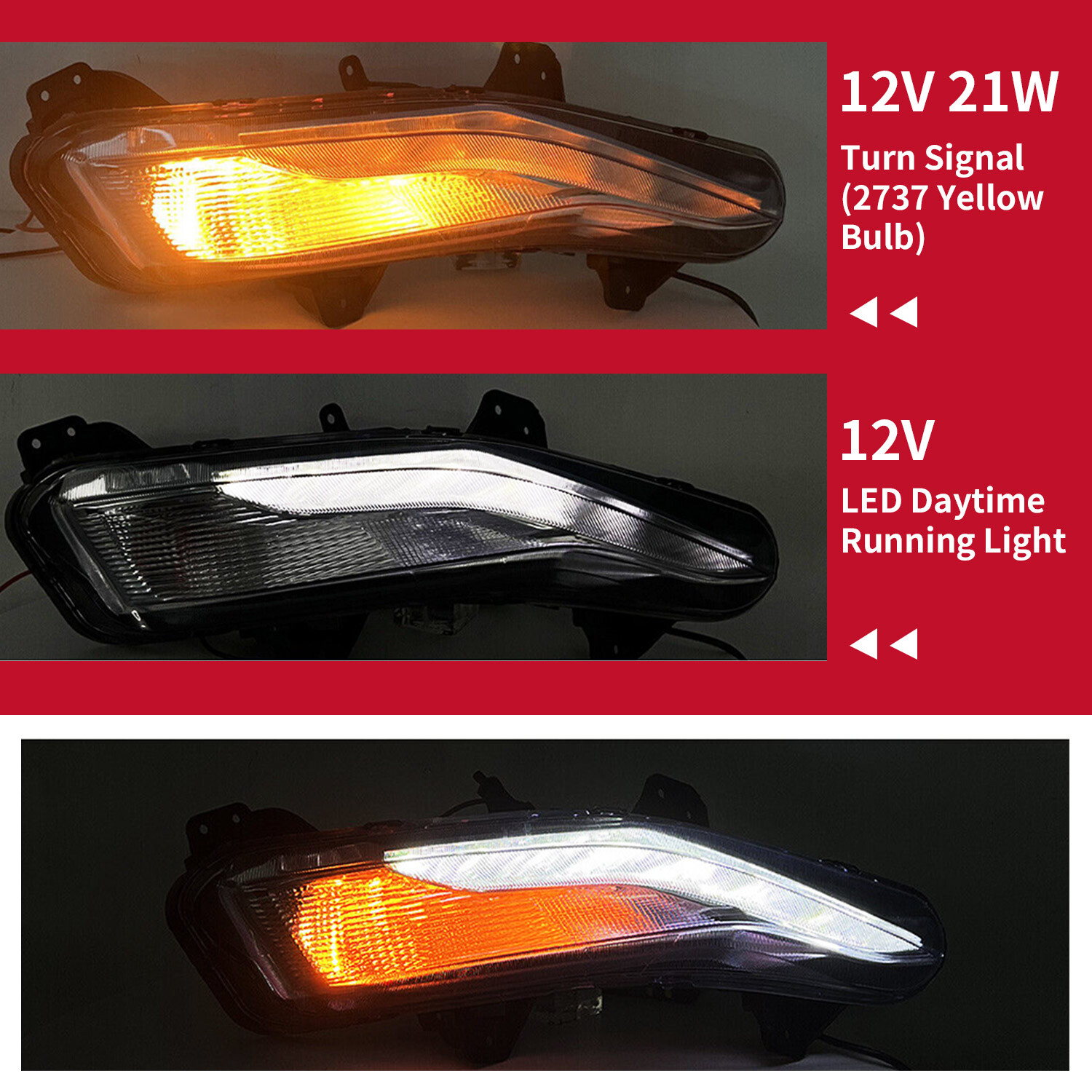 For 19-23 22 Chevy Malibu Fog Light Signal Light w/LED DRL