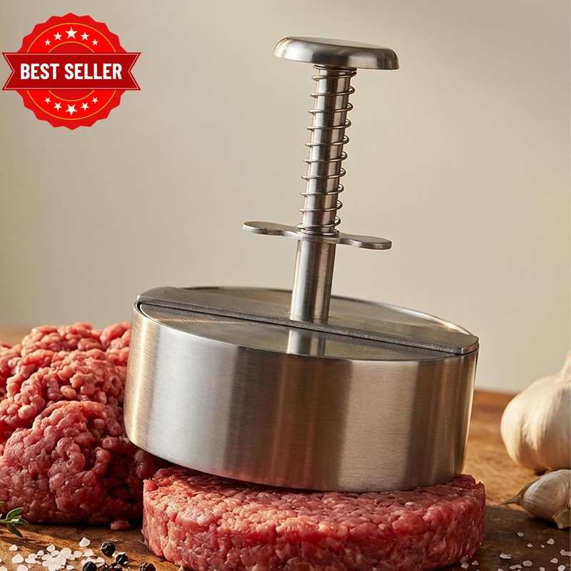 Stainless Steel Burger Press Patty Maker - 11.5Cm (4.5") Non-Stick Hamburger Pre
