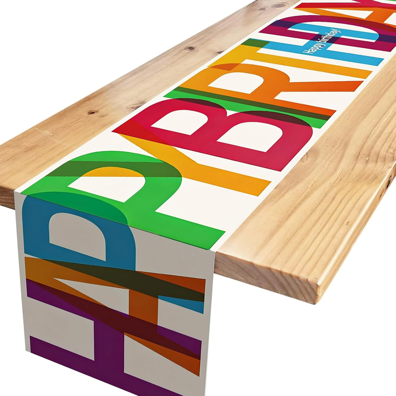 Geburtstagstischläufer 180x35cm bunte Dekoration für Partys und Feiern