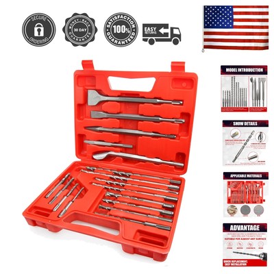 Carbide SDS Plus Rotary Hammer Drill Bit Set   17 Pieces for All Masonry Types
