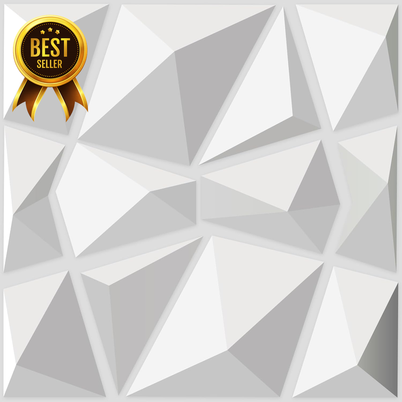 33-Pack 11.8x11.8-Inch Matte-White Diamond Decorative 3D Wall-Panel Set
