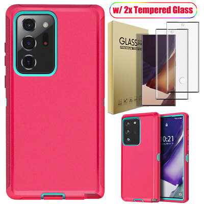 For Samsung Galaxy Note20/20 Ultra 5G Heavy Duty Phone Case Cover Tempered Glass