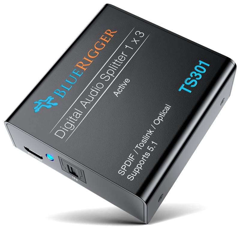Digital Optical Audio Splitter 1x3 (Active Toslink Splitter 1 in 3 Out, SPDIF, F