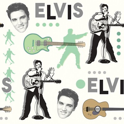 BTY Elvis Presley Photo Collage Authentic Brands Cotton Fabric Yard 76655 