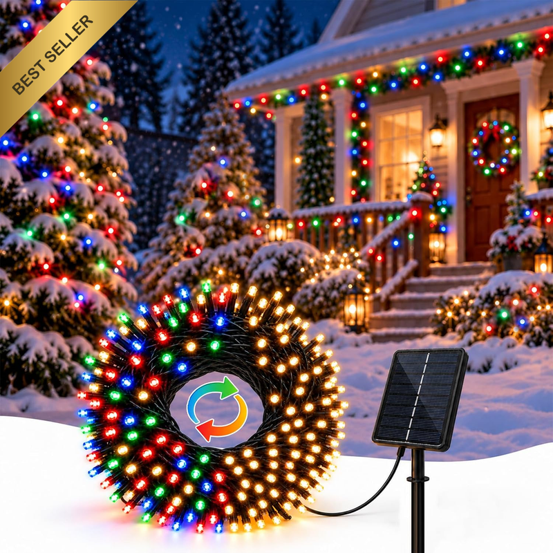 20M 200Leds Solar String Lights Outdoor, Christmas Fairy Lights Outdoor