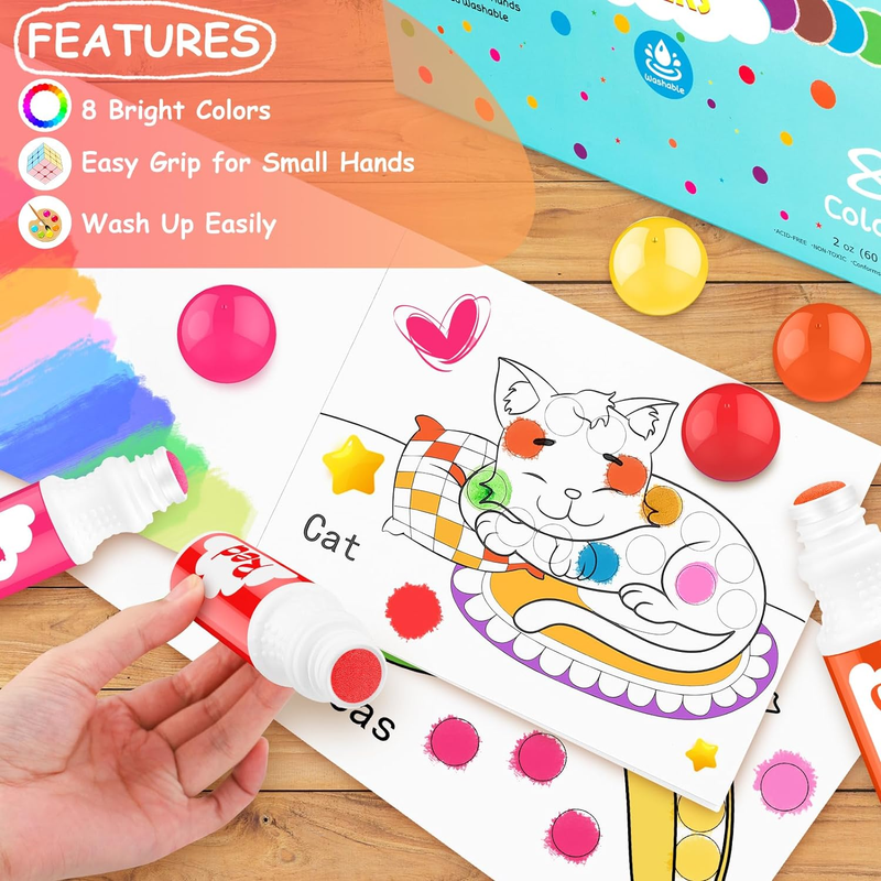 Dot Markers for Toddlers Kids Preschool, Bingo Daubers Washable Art Markers 8 Co