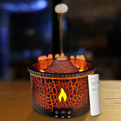 Volcano Diffuser, Essential Oil Diffuser 300Ml Volcano Humidifier with Flame & V