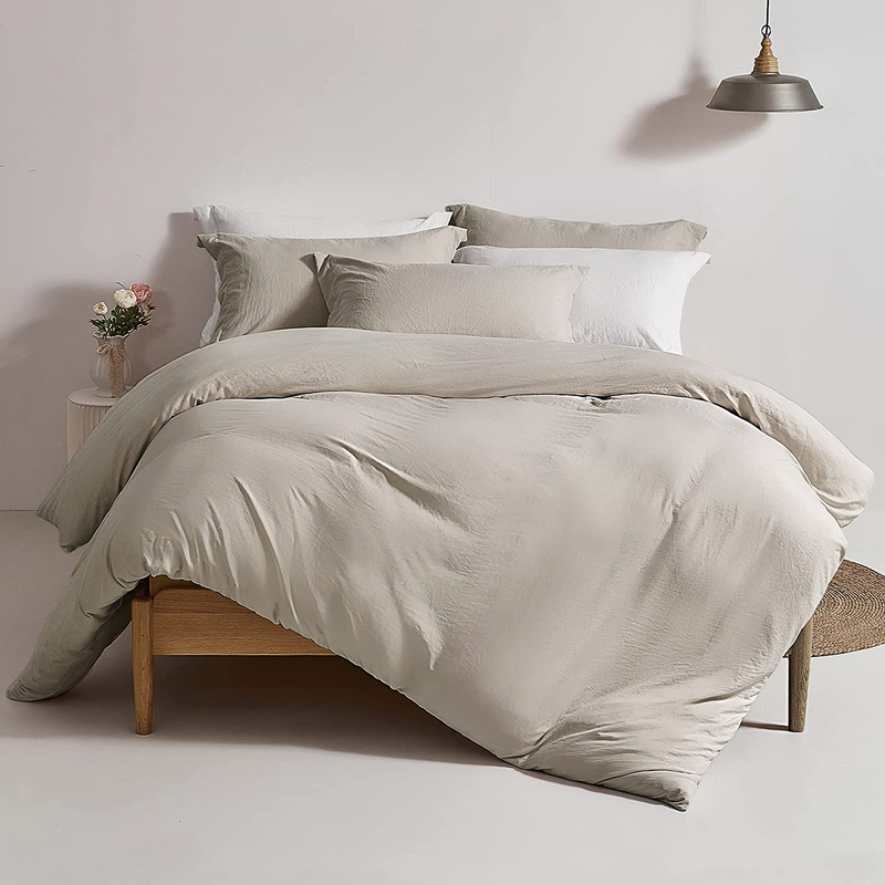 Duvet Cover King Size - Super Soft Oatmeal Duvet Cover Set 3 Pieces 100% Washed