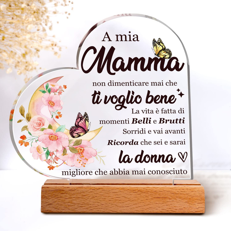 Targa Acrilica Personalizzata Per La Mamma – Regalo Di Compleanno O Natale Con Frase Commovente