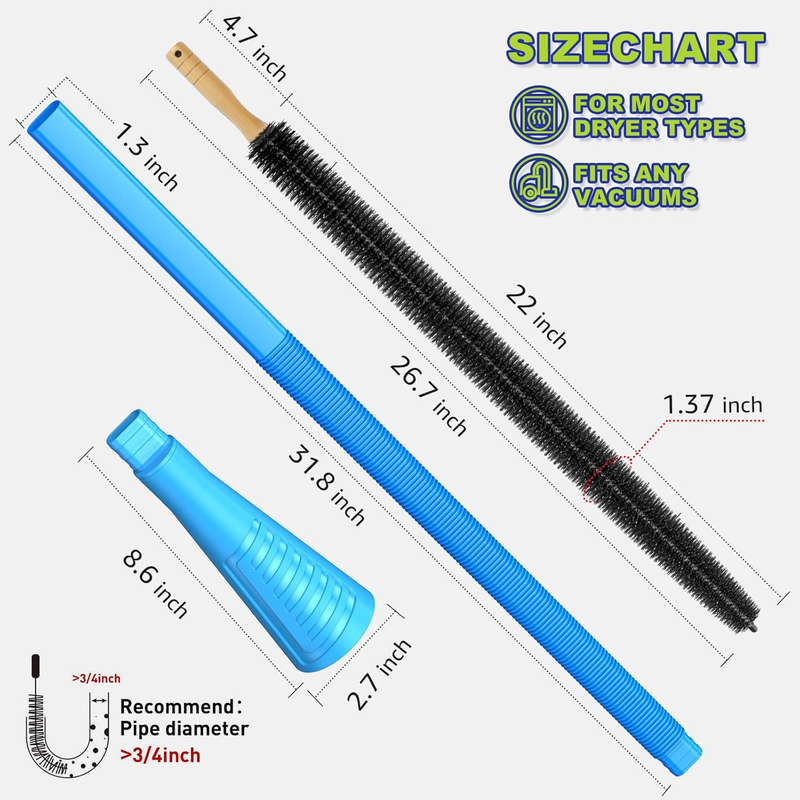2 Pieces Dryer Vent Cleaning Kit, Flexible Lint Vacuum Hose Attachment and Lint