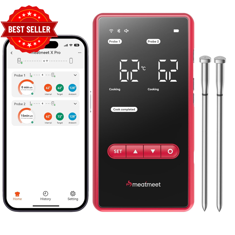 X Pro Wireless Meat Thermometer with Wi-Fi & Bluetooth, 2 Probes