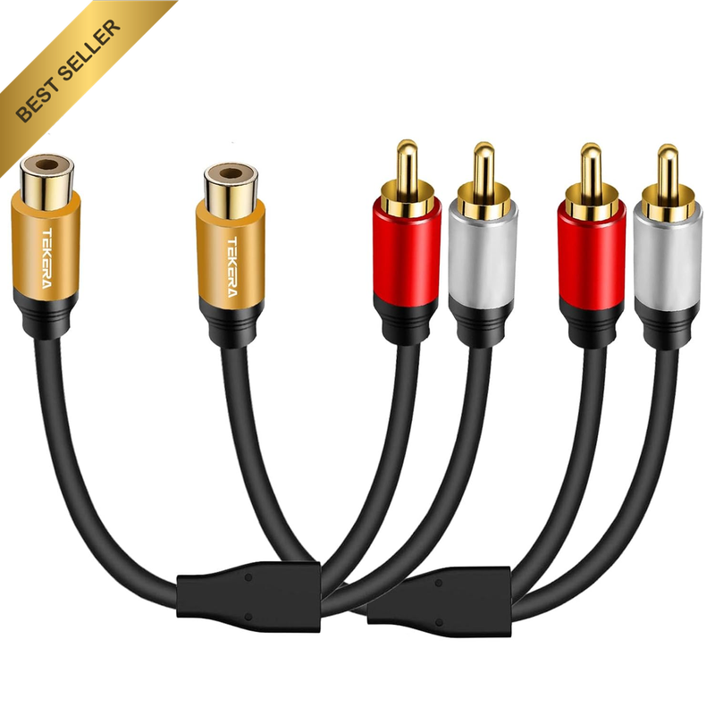 RCA Y Cable RCA Splitter,  Gold-Plated Plug Subwoofer 1 Female to 2 Male RCA Cab