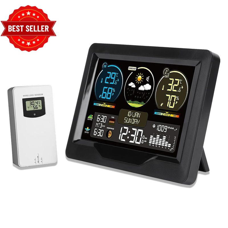 1PCS Digital Weather Station Color Display with Temperature Humidity Monitor/Rai
