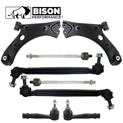 Bison Performance 8pc Front Control Arm Sway Bar Tie Rod End Kit For Jeep 2.4L