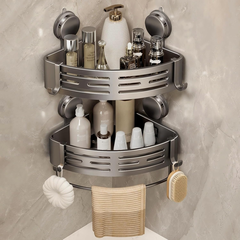 Corner Shower Caddy Suction Cup Shower Shelf Corner No Drilling Bathroom Shower