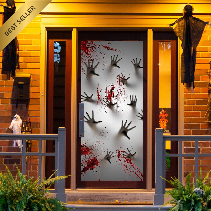 Halloween Door Cover, 3D Bloody Zombie Hands, 30 X 72 In
