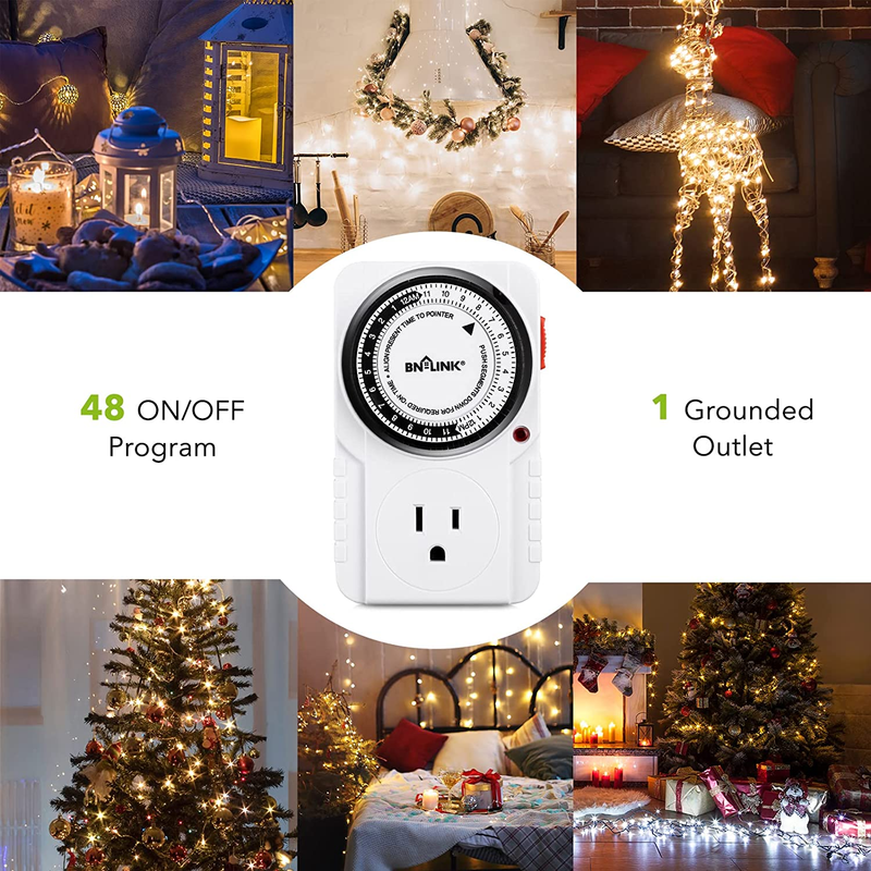 24 Hour Plug-in Mechanical Timer Grounded Aquarium, Grow Light, Hydroponics, Pet