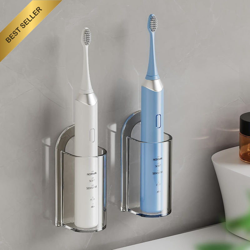 2PC Electric Toothbrush Holders Wall Mounted Self Adhesive Space Saver