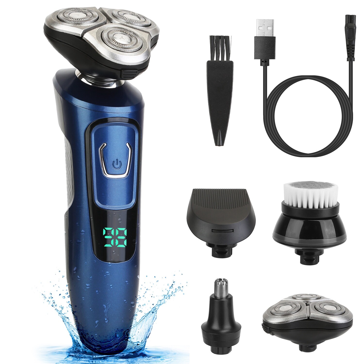 Men's Professional Shaver 4 in 1 3D Blade Electric Razor Cordless Beard Trimmer
