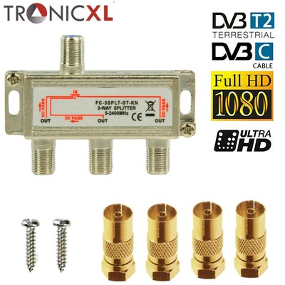 Premium GOLD Koax Antennenverteiler HD 3D 4K Verteiler Weiche Splitter TV Coax