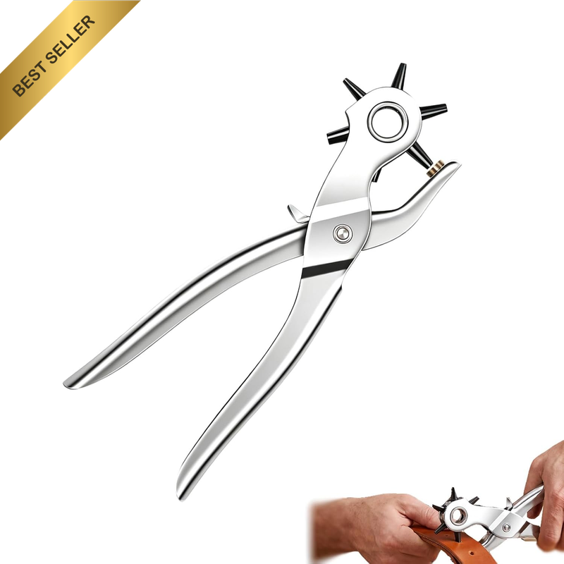 Rotary Leather Hole Punch Set, Heavy Duty Adjustable Hole Punch Tool with Multip
