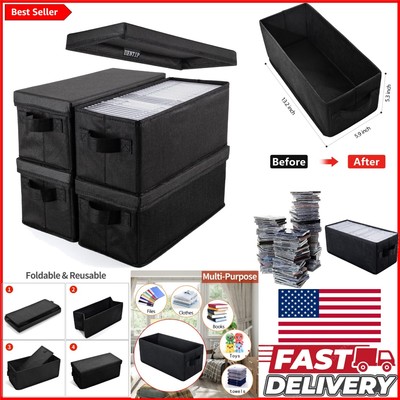 Compact CD Storage Solution - 4 Black Boxes for Organized Media Collection