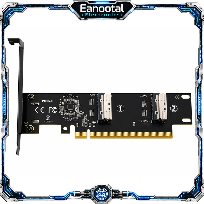 PCIe Gen5 x16 to MCIO 8i Adapter Kit Dual PCIe x16 Backplane Board 500mm Cable f
