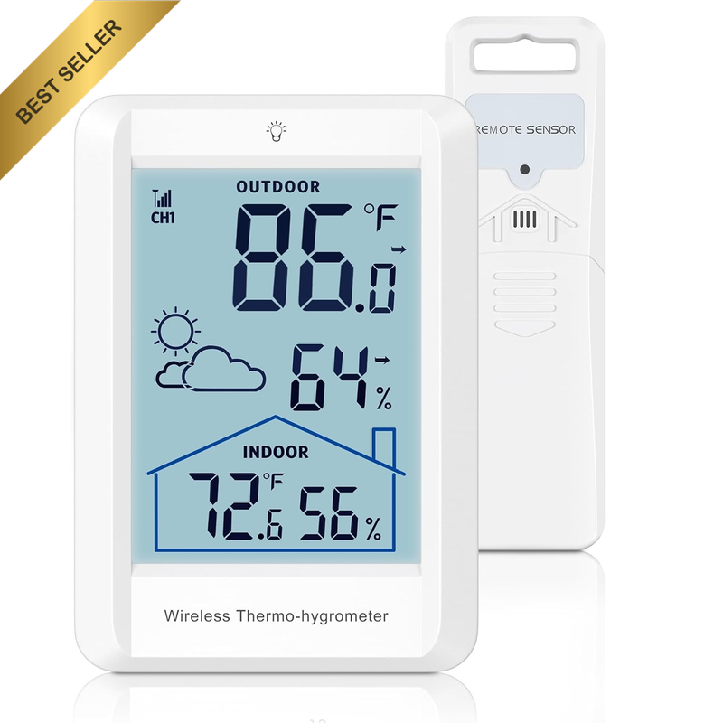 Indoor Outdoor Thermometer Wireless Weather Stations, Accurate Digital Hygromete