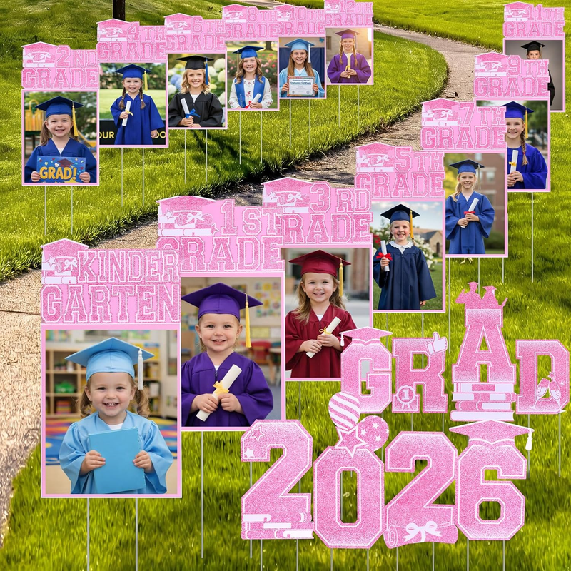 Amyhill 21 Pcs Grad K12 Graduation Photo Yard Signs with Stake...