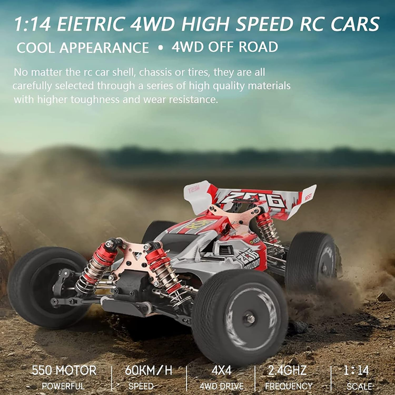 144001 Racing RC Cars,1:14 Scale High Speed Remote Control Car for Adults Kids,