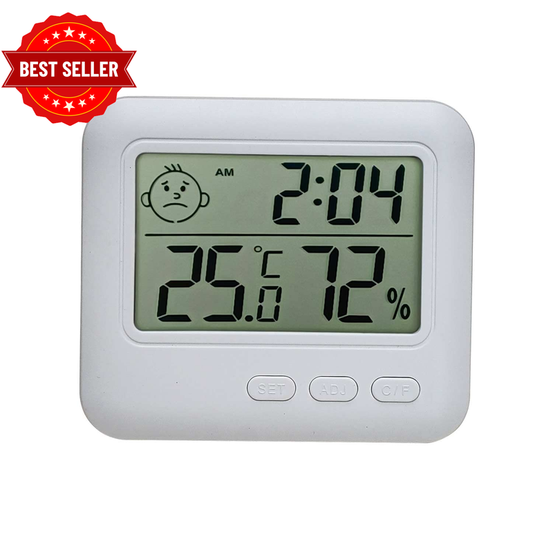 Digital Thermometer and Hygrometer, Timer&Comfort Face Display, Alarm Clock