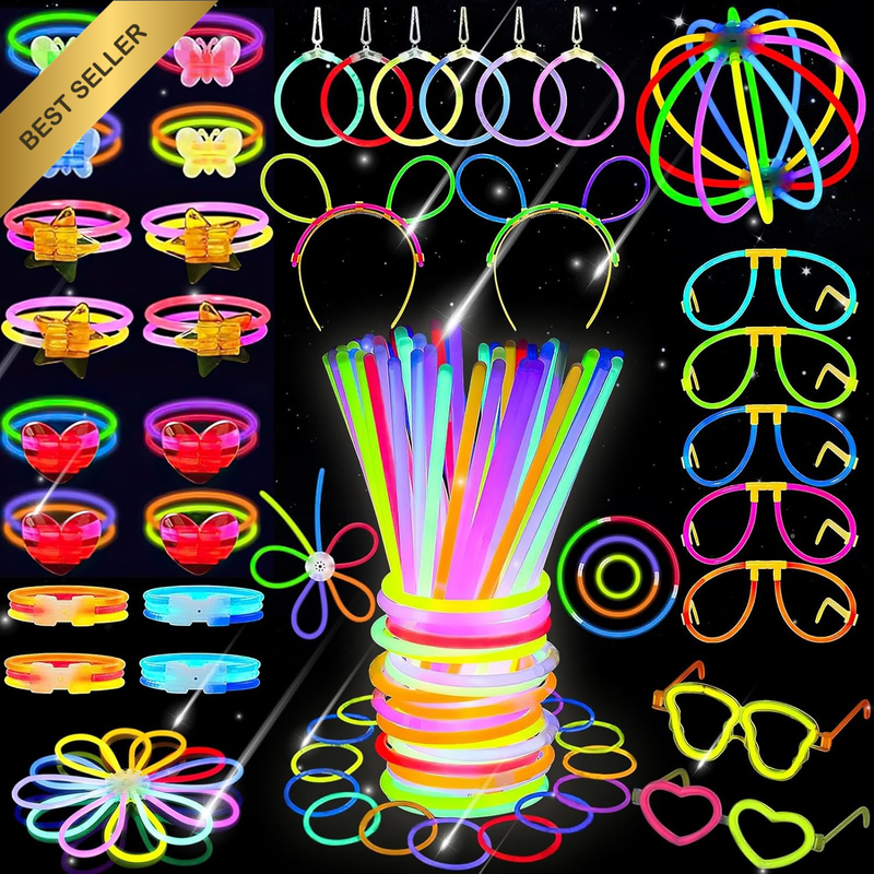 252Pcs Glow Sticks Bulk Party Favors-Safe Glowsticks with 152 Connectors for DIY