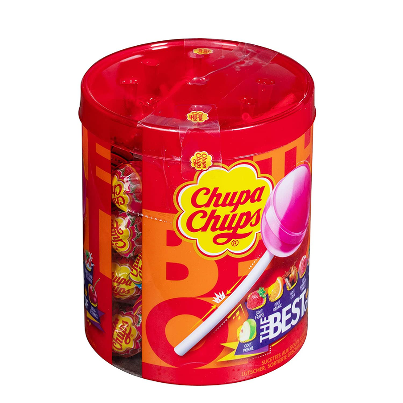 Chupa Chups Best of Lutscherdose, 50 Lutscher in der 600 g Aufbewahrungsdose