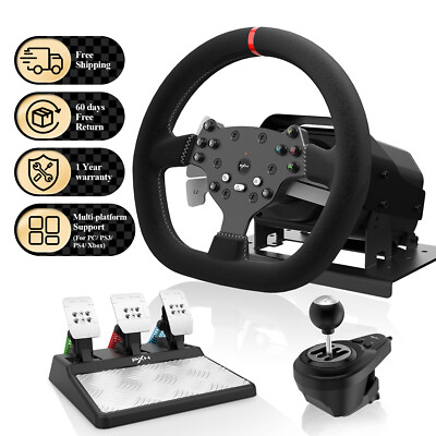 PXN V10 For PC PS4 Xbox One Gaming Racing Sim Wheel With Pedals And Shifter FFB