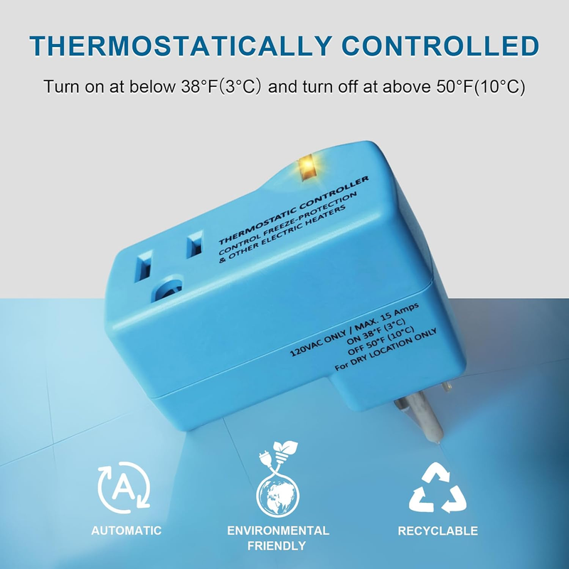 1 PC Upgraded Thermostat Outlet for Greenhouse and Well House Heater Yelodeer, A