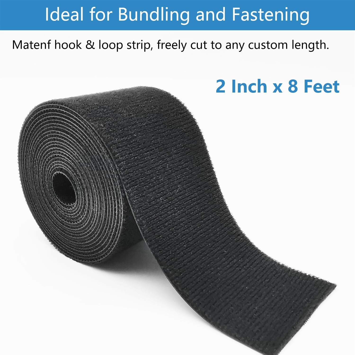 Double-Sided Hook and Loop Straps, Self-Gripping, 2 Inch Wide, Cut to Length, He