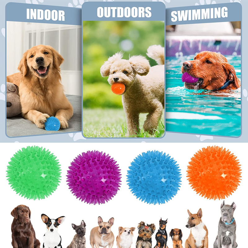 12Pack Squeaky Dog Toys,2.5" Spiky Dog Ball,Dog Spiky Ball Cleans Teeth Pet Toys