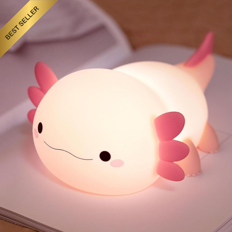 Axolotl Night Light Cute Silicone Rechargeable Dimmable Touch Lamp Nursery