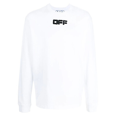 Pre-owned Off-white Arrows Font L/s Skate Tee Mens Style : Omab064f21jer0050110 In White/black