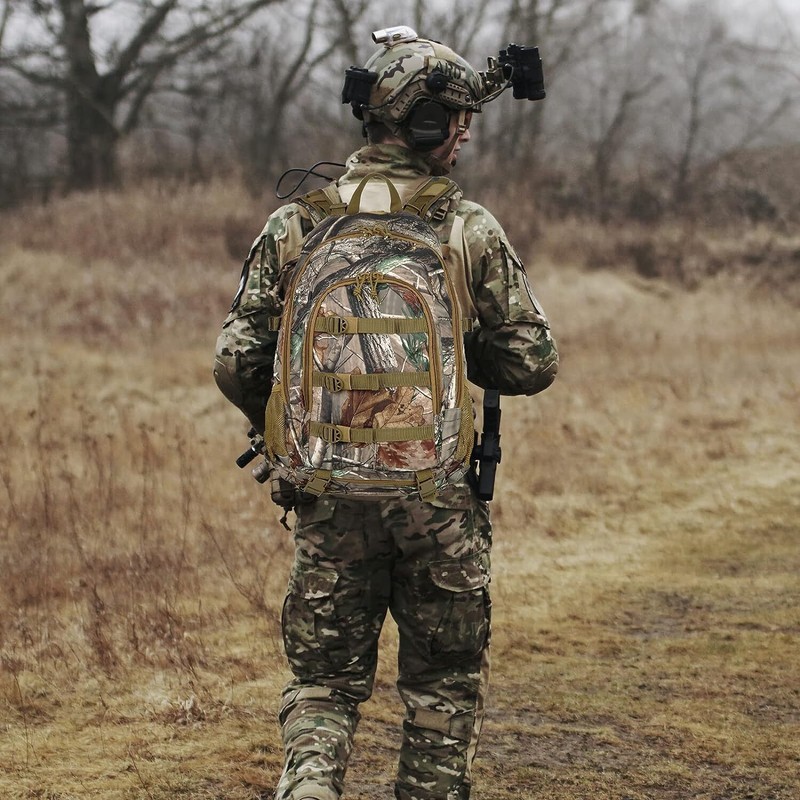 Hunting Bag Backpack Rifle Holder and Waterproof Rain Cover Sports Camo ...