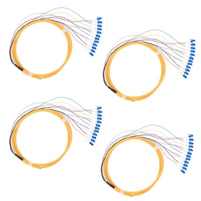 4Pcs 1.5 Meter 12 Strand SingleMode 9/125 LC-UPC Fiber Pigtail, 12 Color-Code...