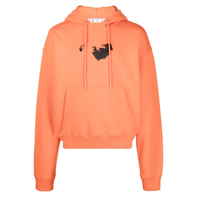 Pre-owned Off-white Jumbo Marker Over Hoodie Mens Style : Ombb037f21fle0162010 In Orange/black